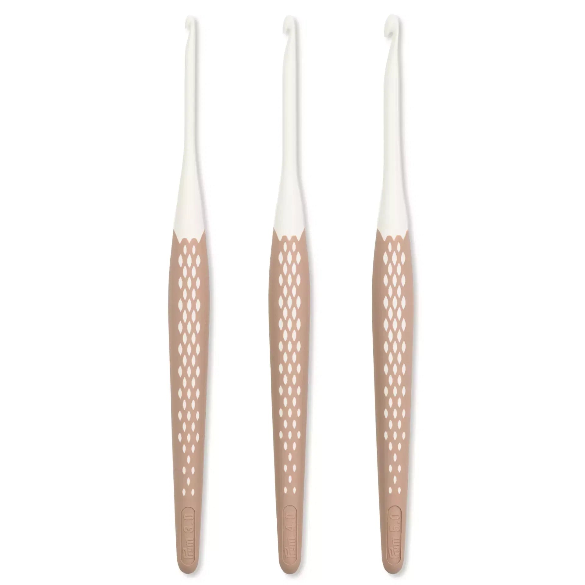 Prym Ergonomic Crochet Hook Set for Wool – Taupe, 3-Piece