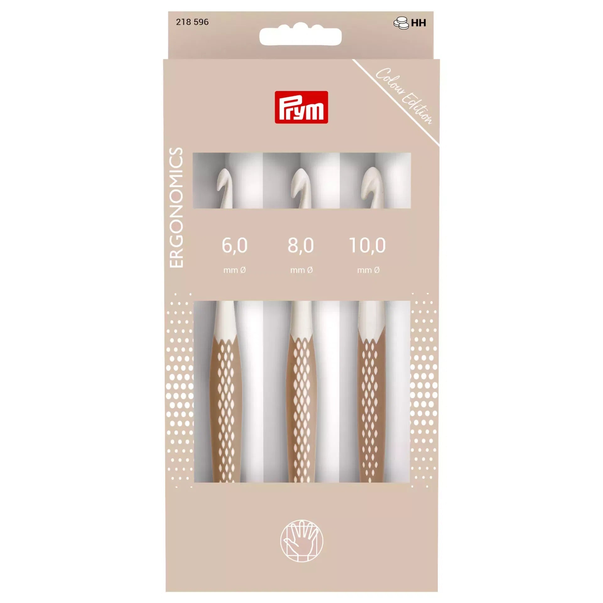 Prym Ergonomic Crochet Hook Set for Wool – Taupe, 3-Piece