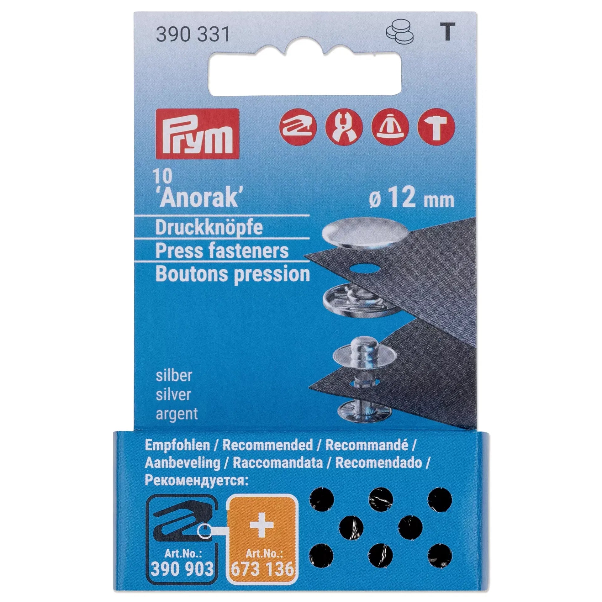 Prym Non-Sew Press Fasteners Refill for 390330 | 12mm Silver-Coloured Brass