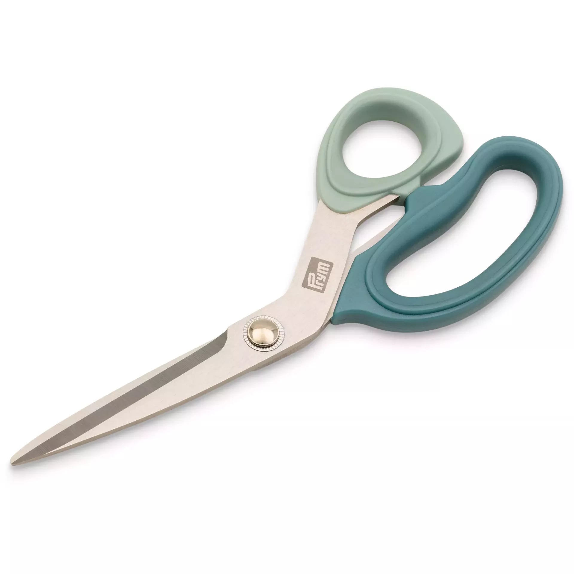 Prym Hobby textile scissors with 21cm stainless steel blades and a sage green soft-grip handle.
