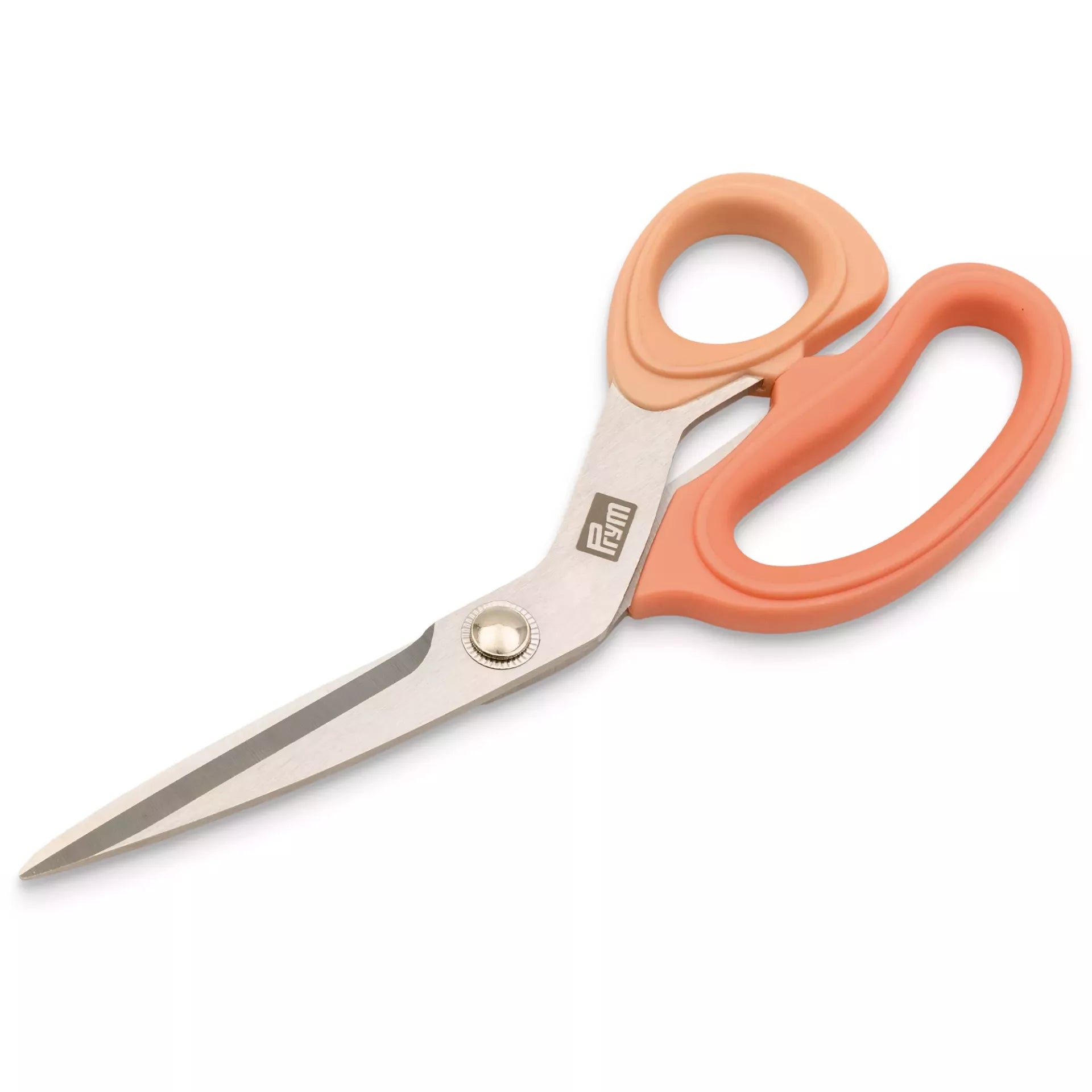 Prym Hobby 21cm stainless steel textile scissors with apricot-colored soft-grip handles.