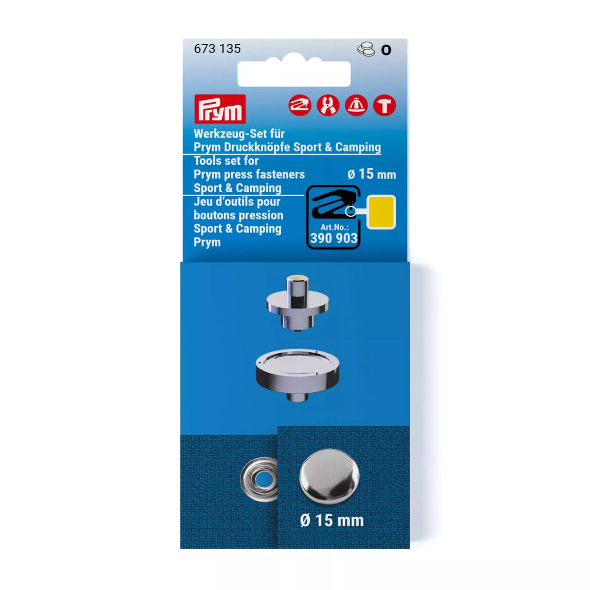 Tools set for Prym press fasteners Sport & Camping, 15 mm, compatible with Vario Creative Tool.