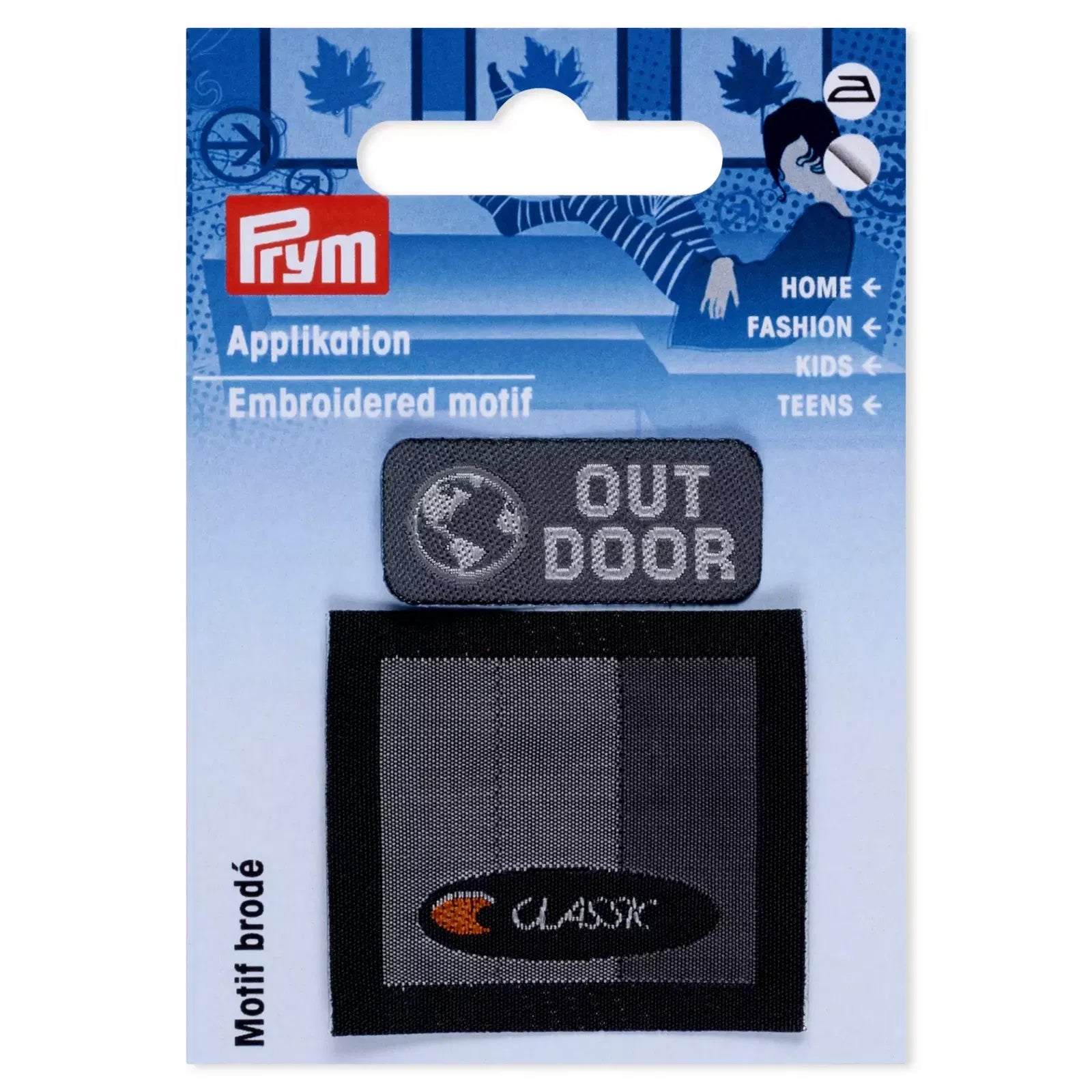 Prym Outdoor Iron-On Appliqué – Grey and Black Patch, 2 Pieces