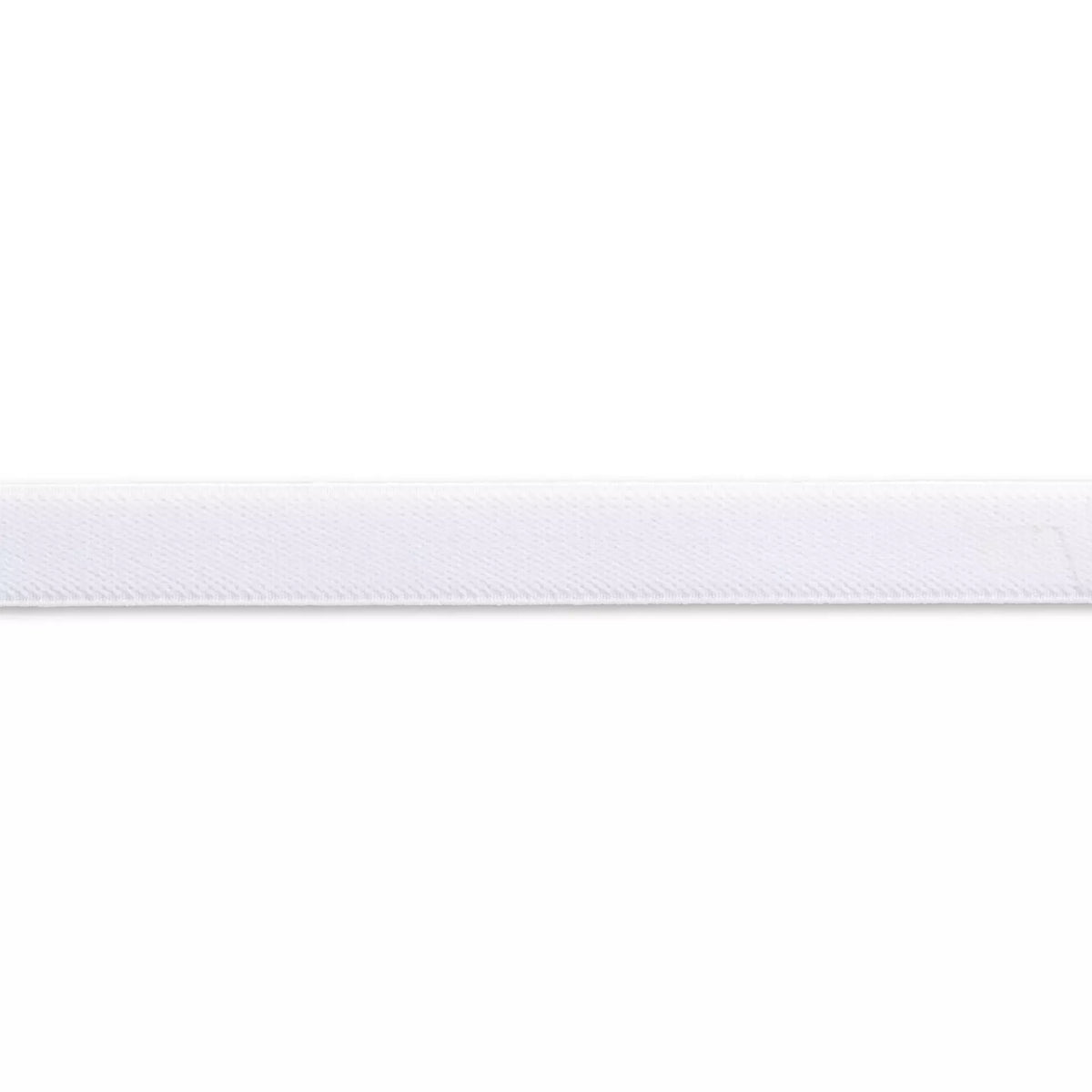 White Prym velour elastic tape with a soft, woven plush surface for sewing lingerie straps.