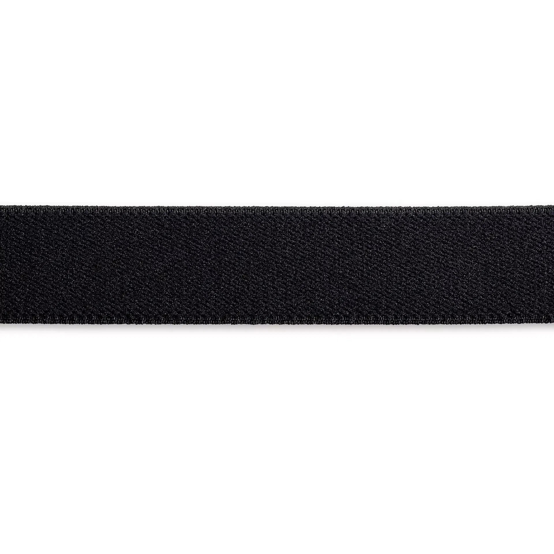 A horizontal strip of 15mm black velour elastic tape with a soft, woven texture.
