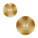 Two round, marble-effect polyester sewing buttons in shades of tan and cream with a two-hole design.