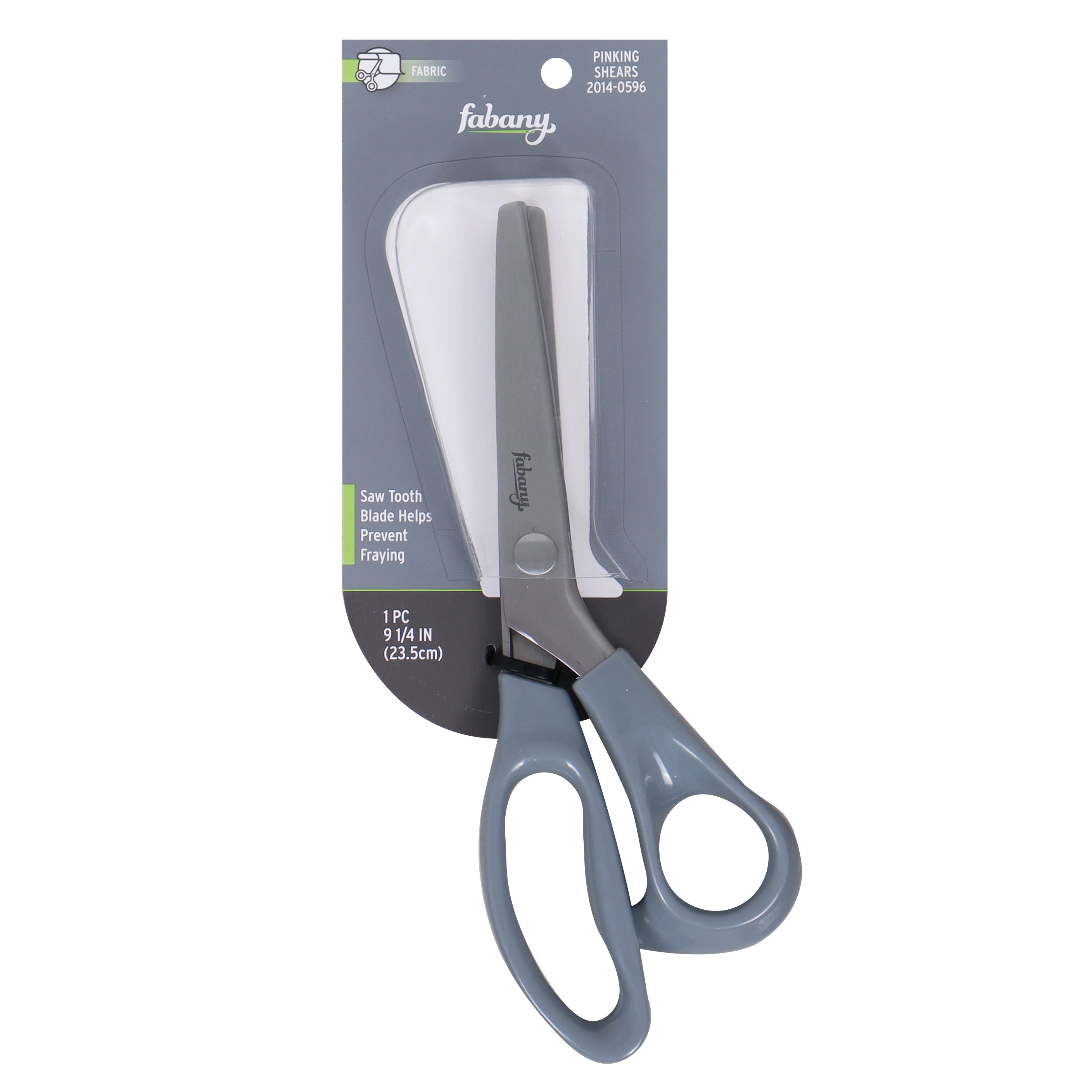Groves pinking shears, 23.5cm fabric scissors with grey handles.