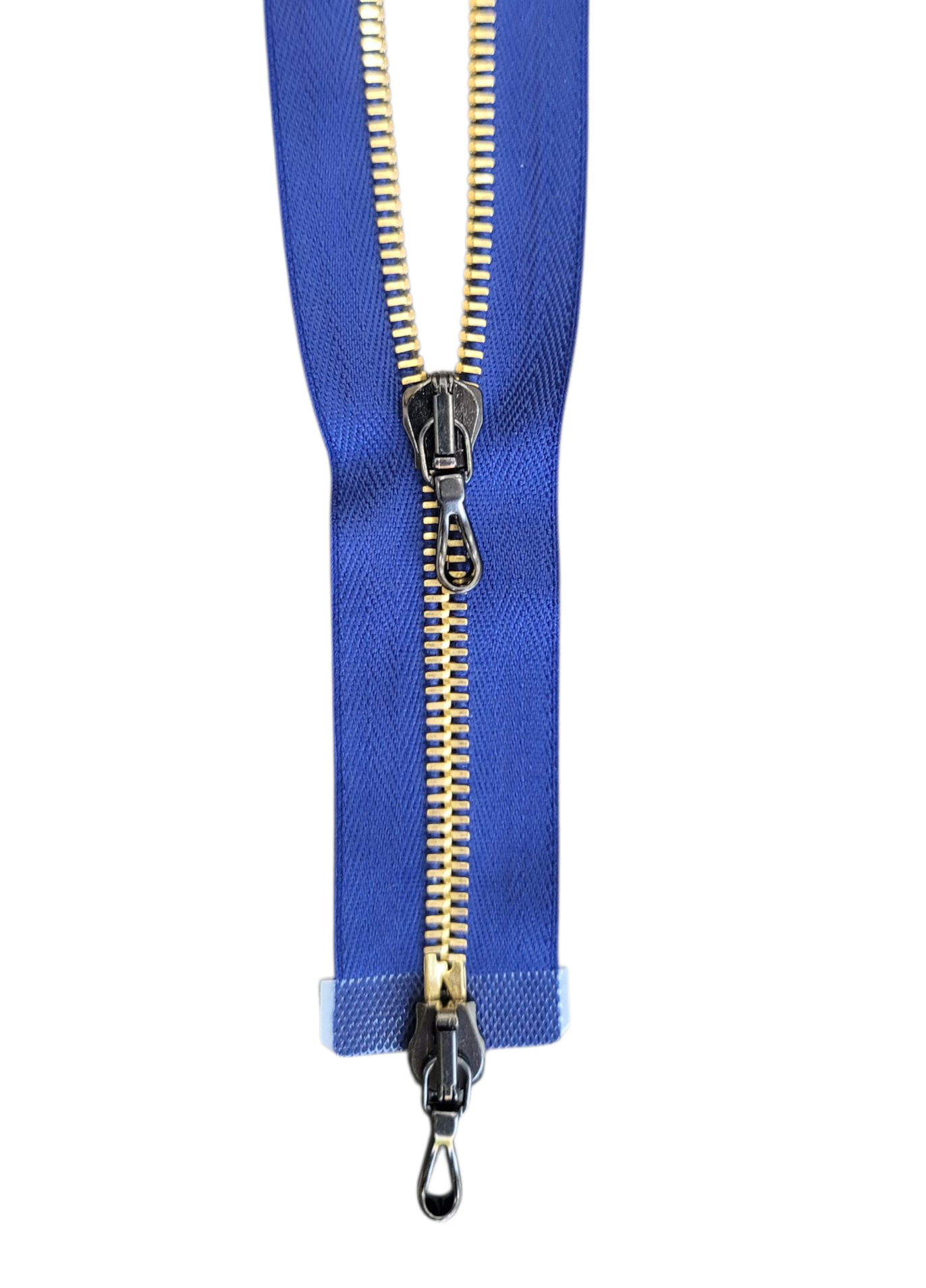 Galedi Pins Gold Metal Two Way Open End Zip – 27cm Blue