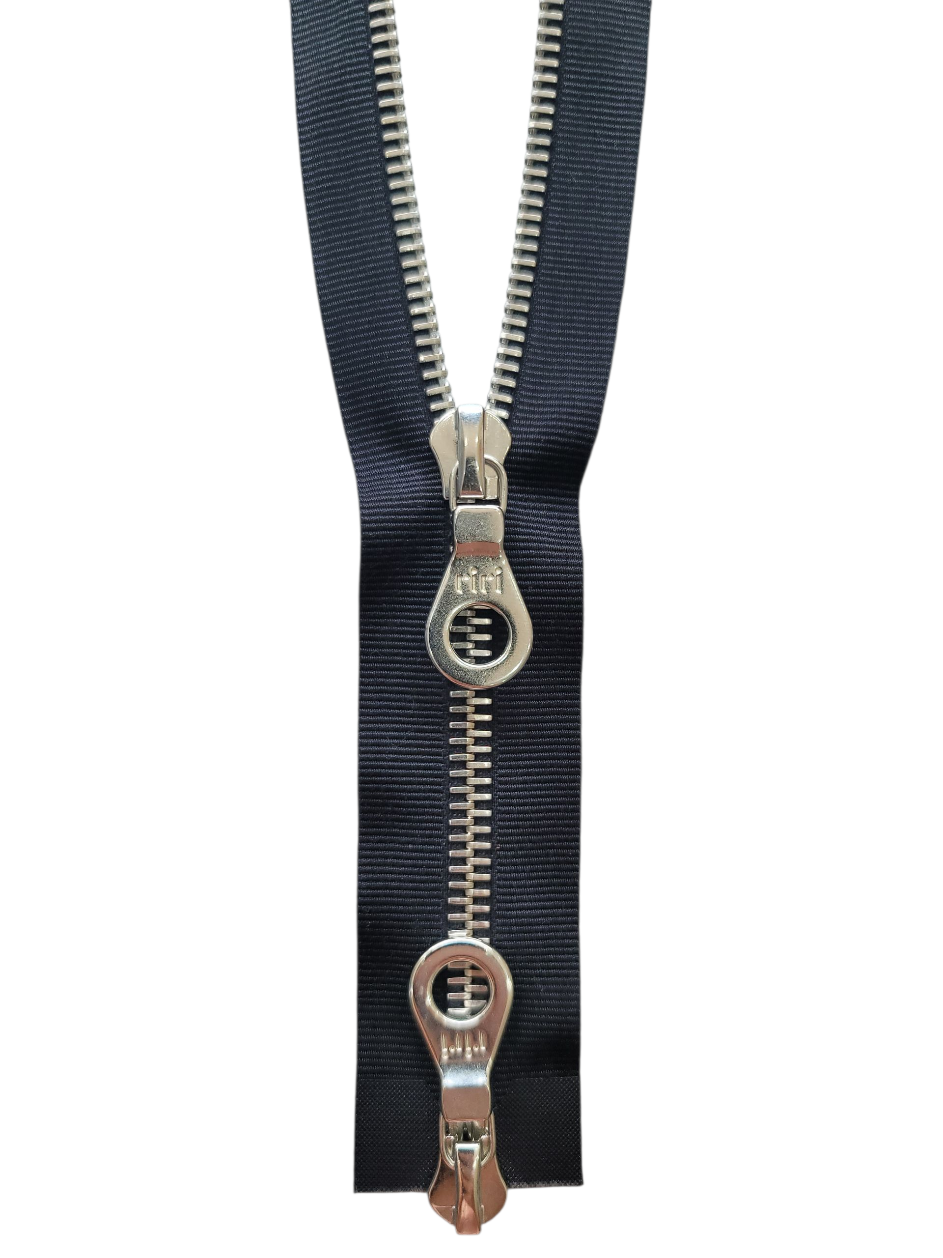 RIRI Silver Metal Two-Way Zipper – Black, 54cm, M6 Fastener