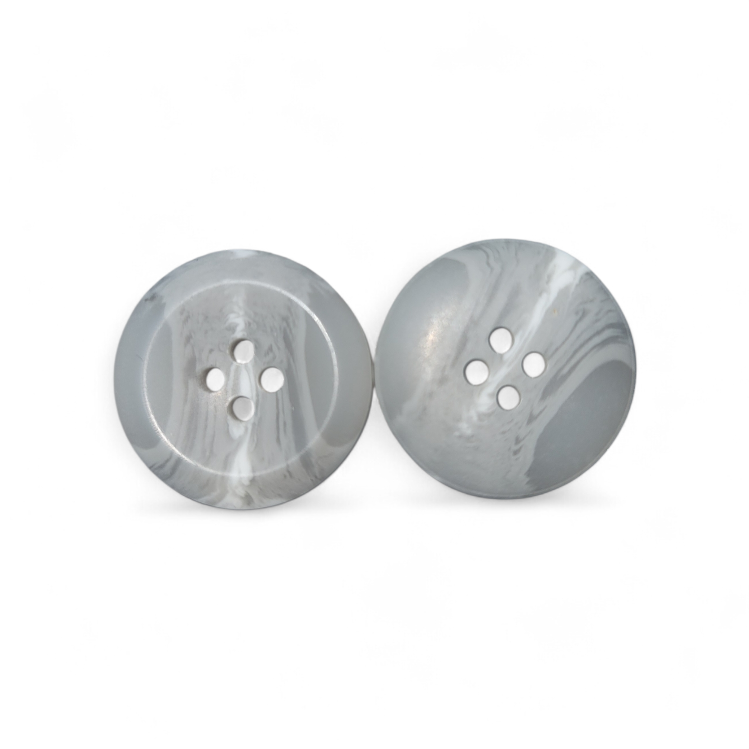 4 Hole Polyester Button 25mm, Grey White Mix