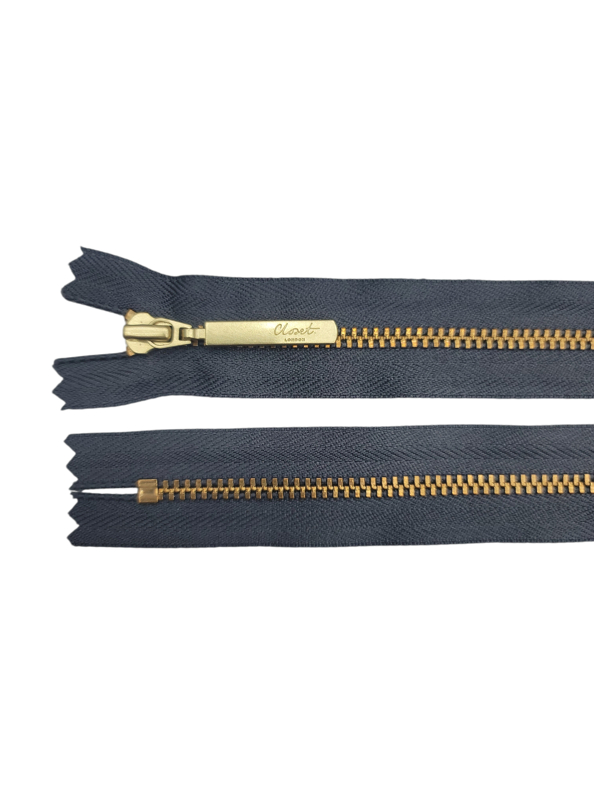 YKK Size 3 Closed End Gold Metal Zip | 35cm-40cm