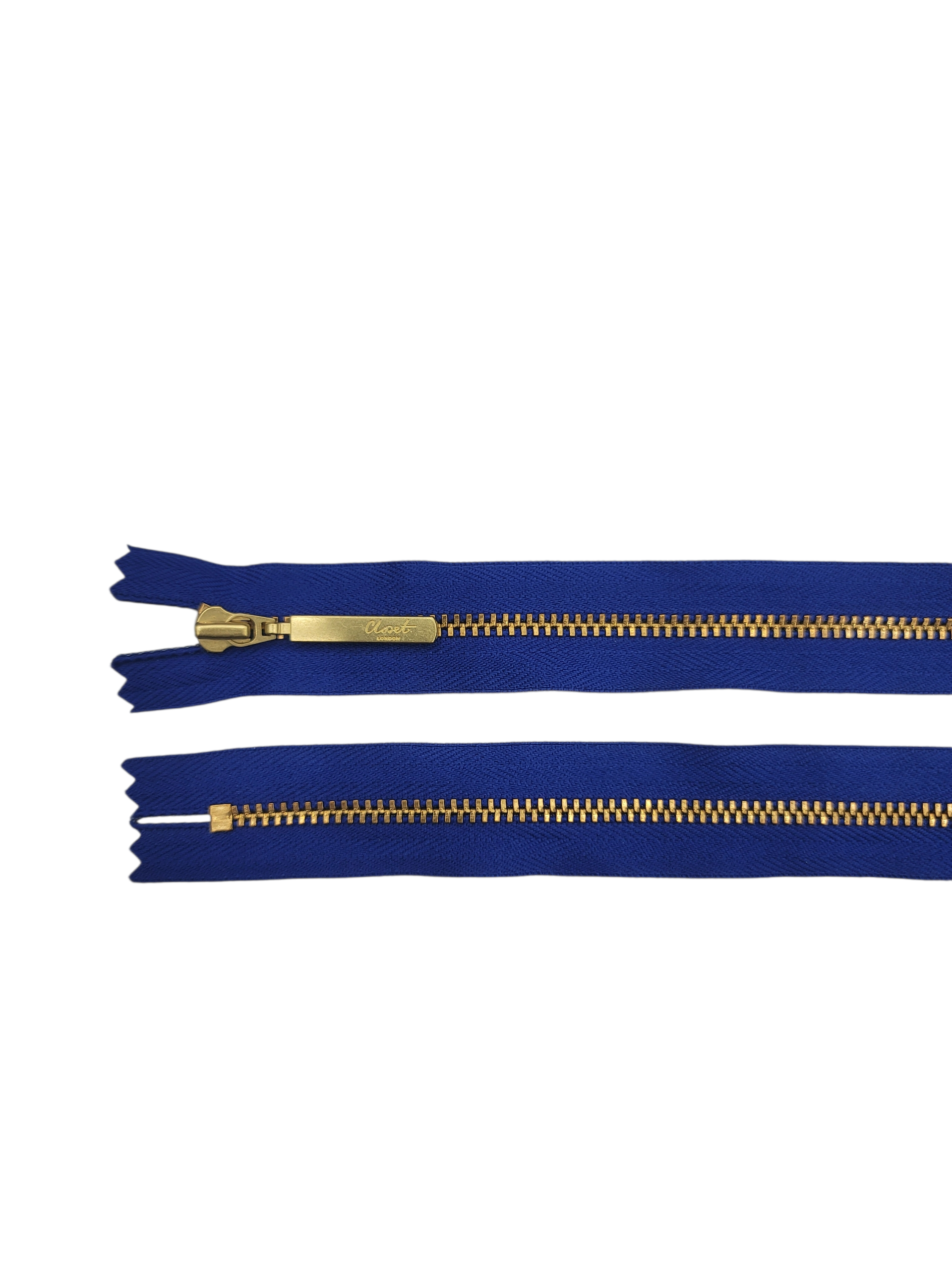 YKK Size 3 Closed End Gold Metal Zip | 41cm-54cm