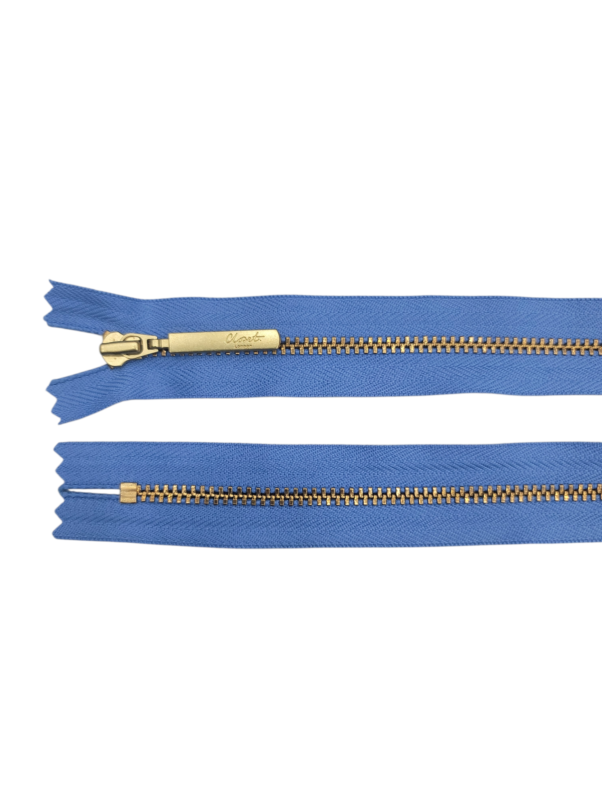 YKK Size 3 Closed End Gold Metal Zip | 41cm-54cm