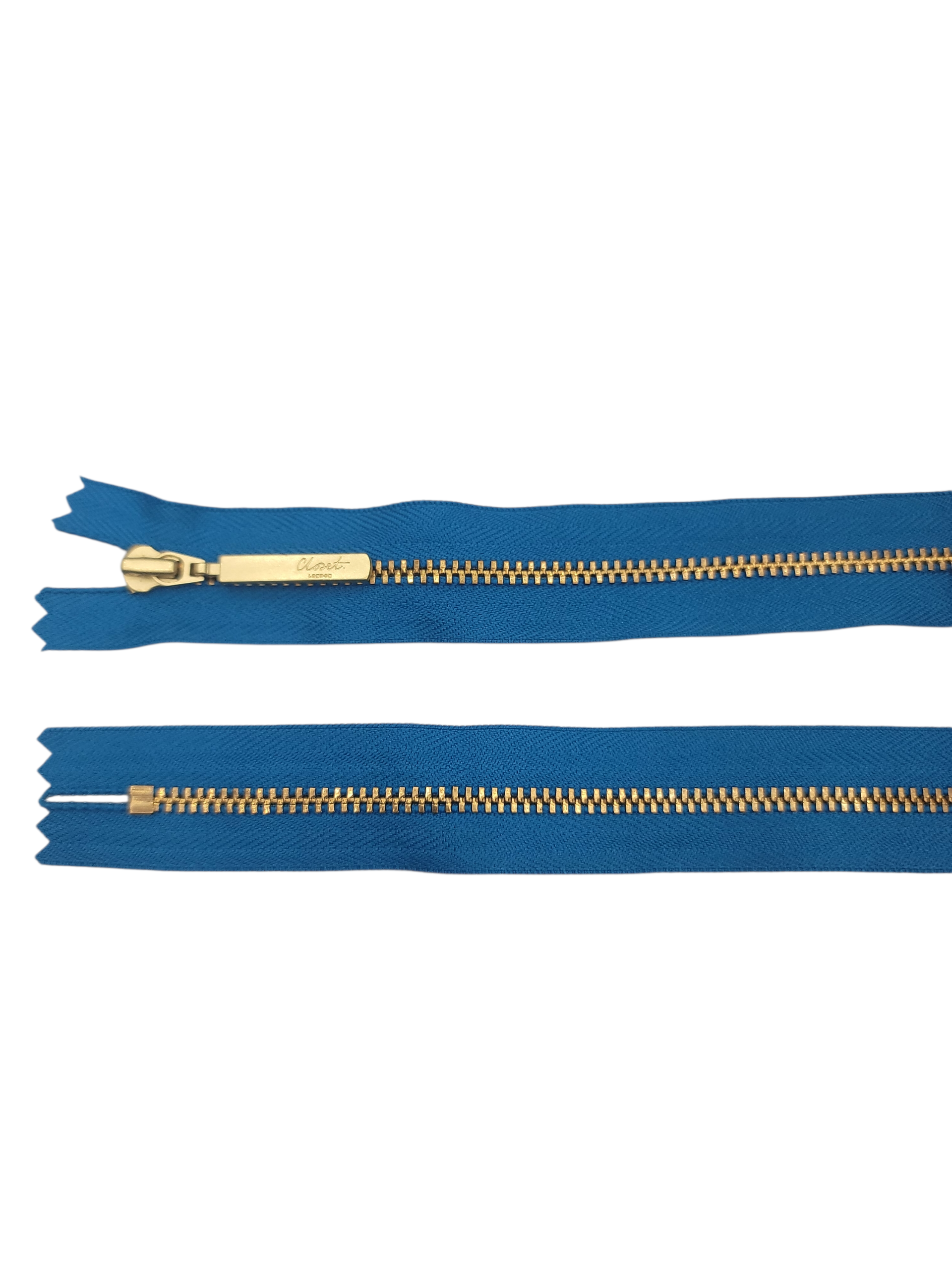 YKK Size 3 Closed End Gold Metal Zip | 41cm-54cm