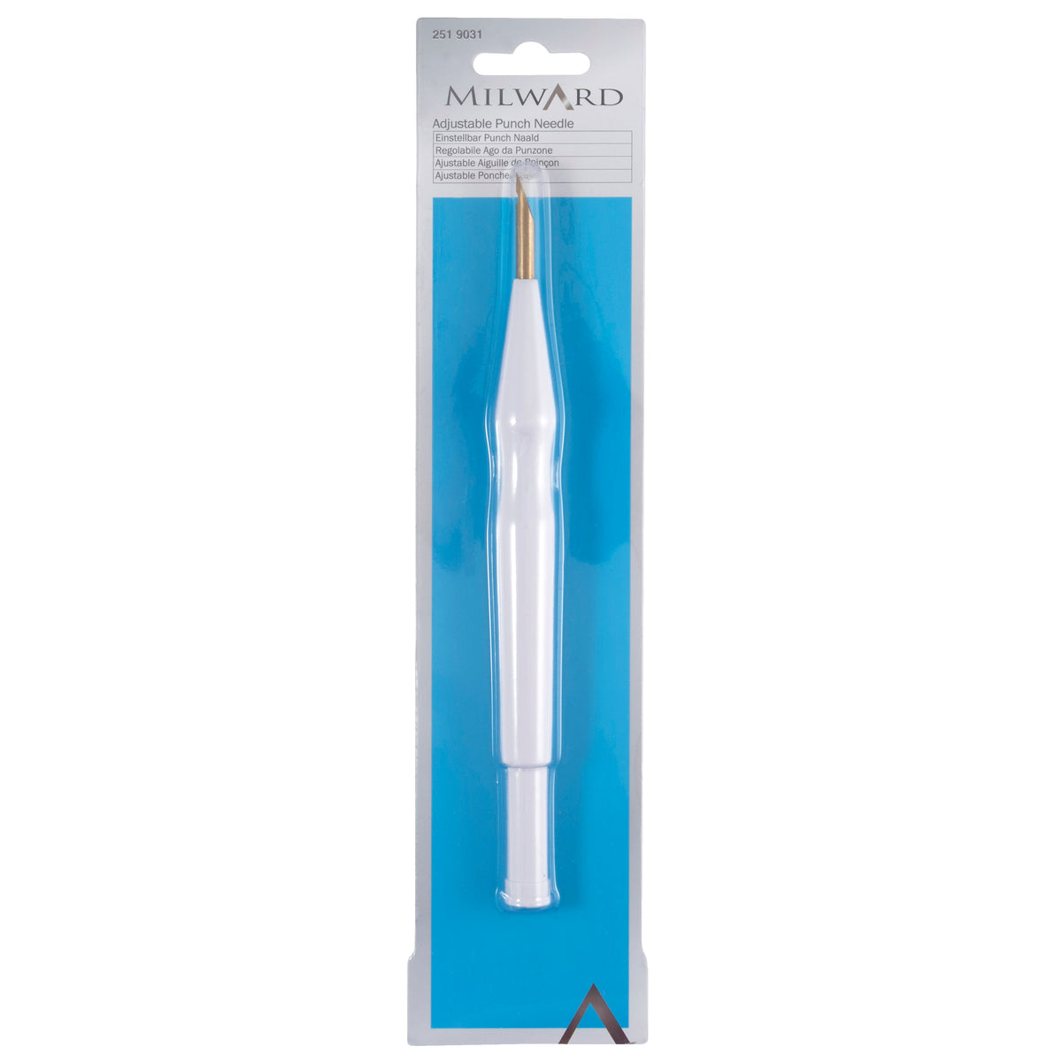 Milward adjustable punch needle with 5mm diameter tip in retail packaging.
