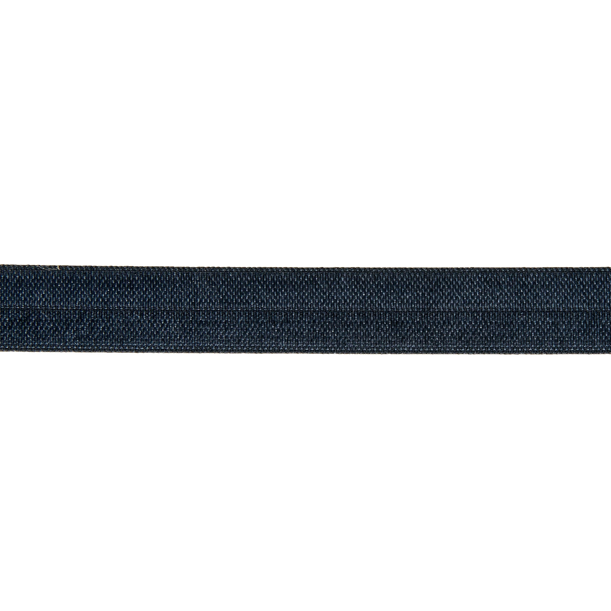 Black 15mm fold-over elastic with a textured weave, shown horizontally on a white background.