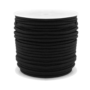 Spool of black Beadalon colored elastic cord for jewelry making.