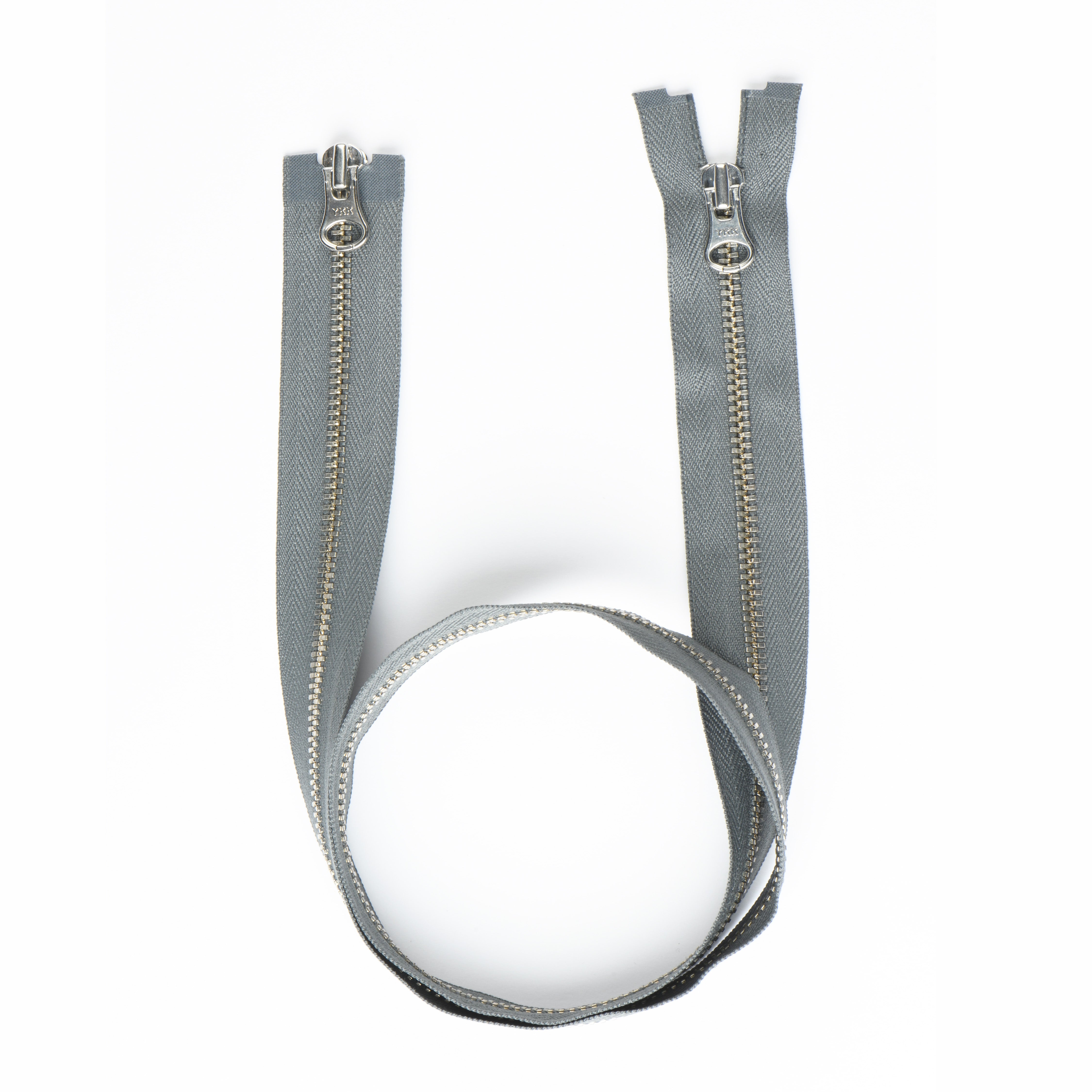 YKK Silver Metal Two Way Open End Zip – 70cm Length