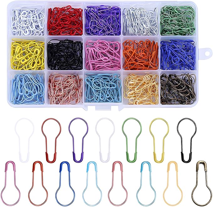 450pc Bulb Safety Pins, Pear-Shaped Pins, 15colours