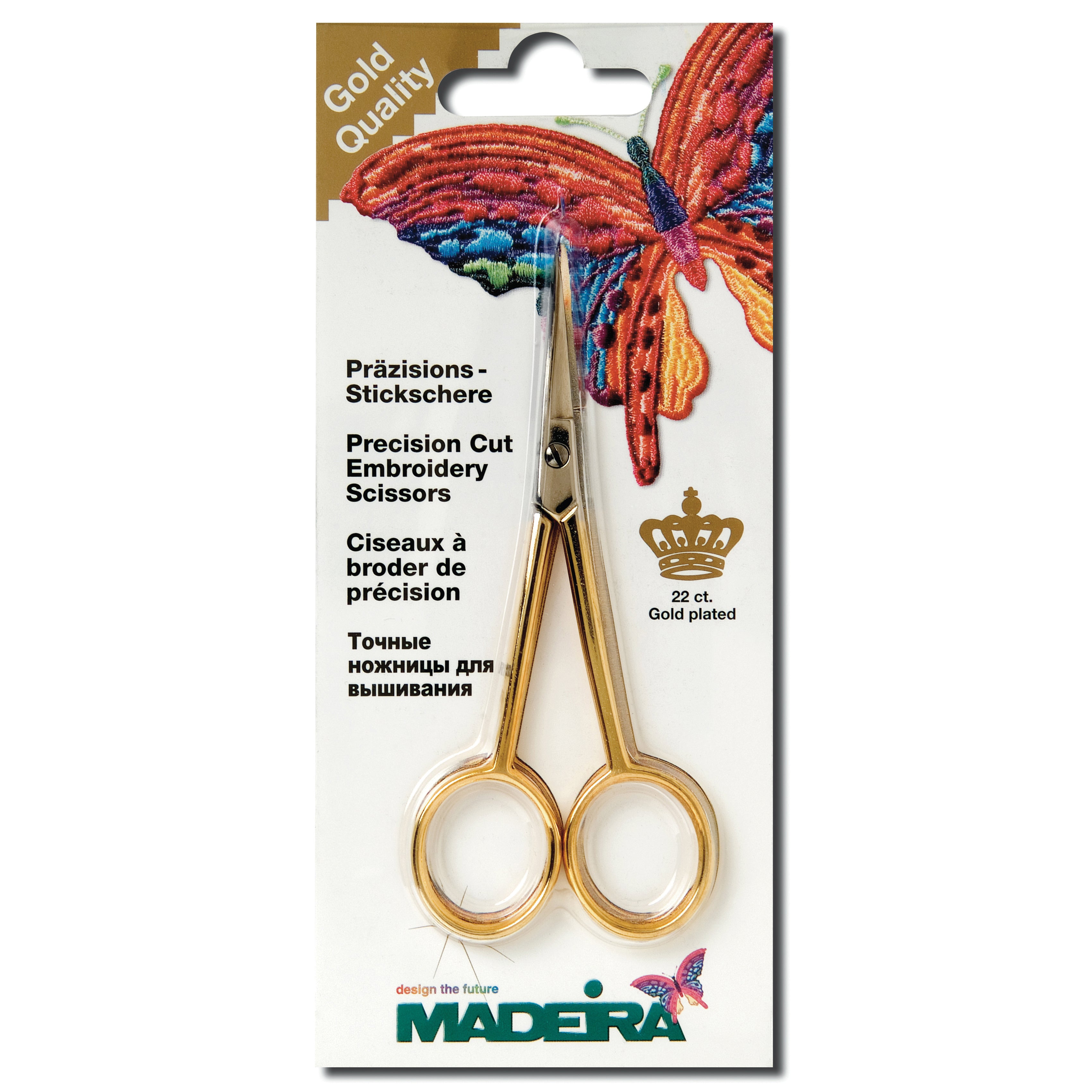 Madeira Precision Cut Embroidery Scissors – Gold-Plated Curved Tip 12cm