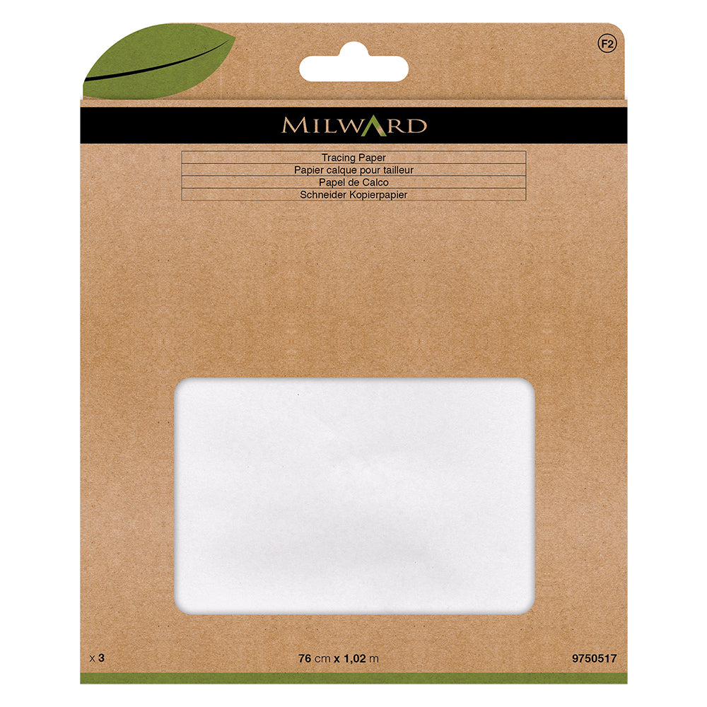 Milward tracing paper for dressmaking with a window showing the paper.