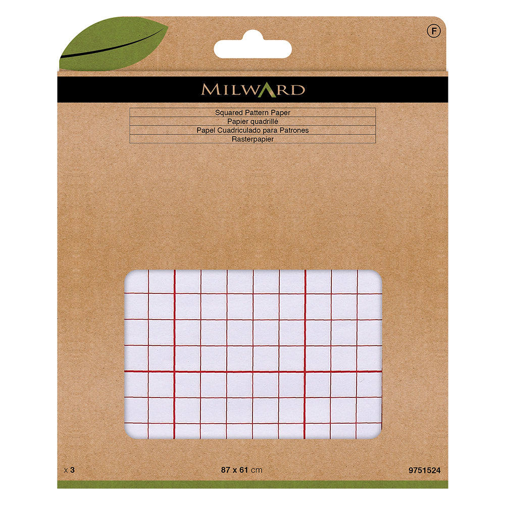 Milward squared pattern paper with red grid lines, 87 x 61 cm.