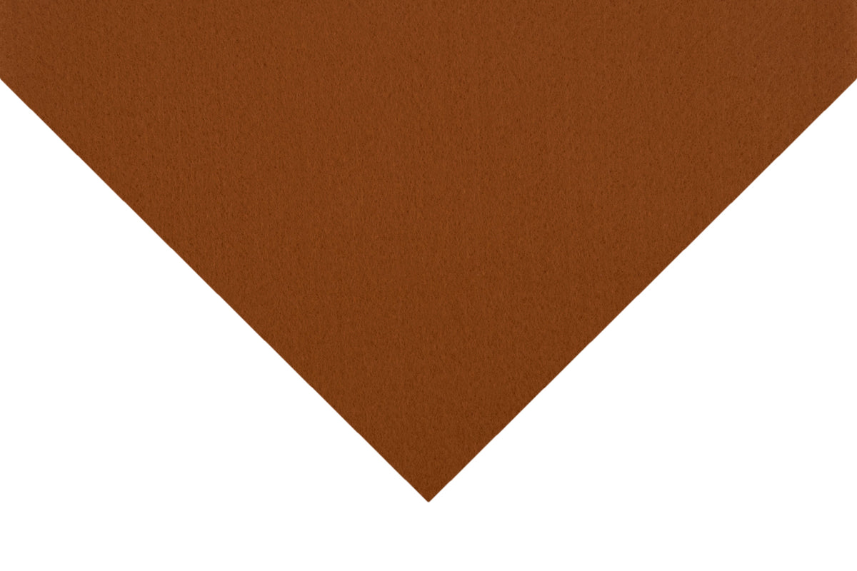 Close-up of brown Trimits acrylic felt fabric with a soft, textured surface.