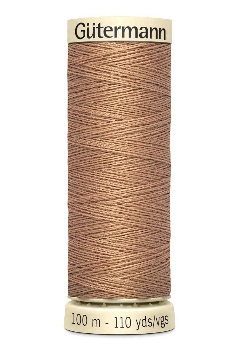 Gutermann Sew-All thread, 100m, 100% polyester, light brown.