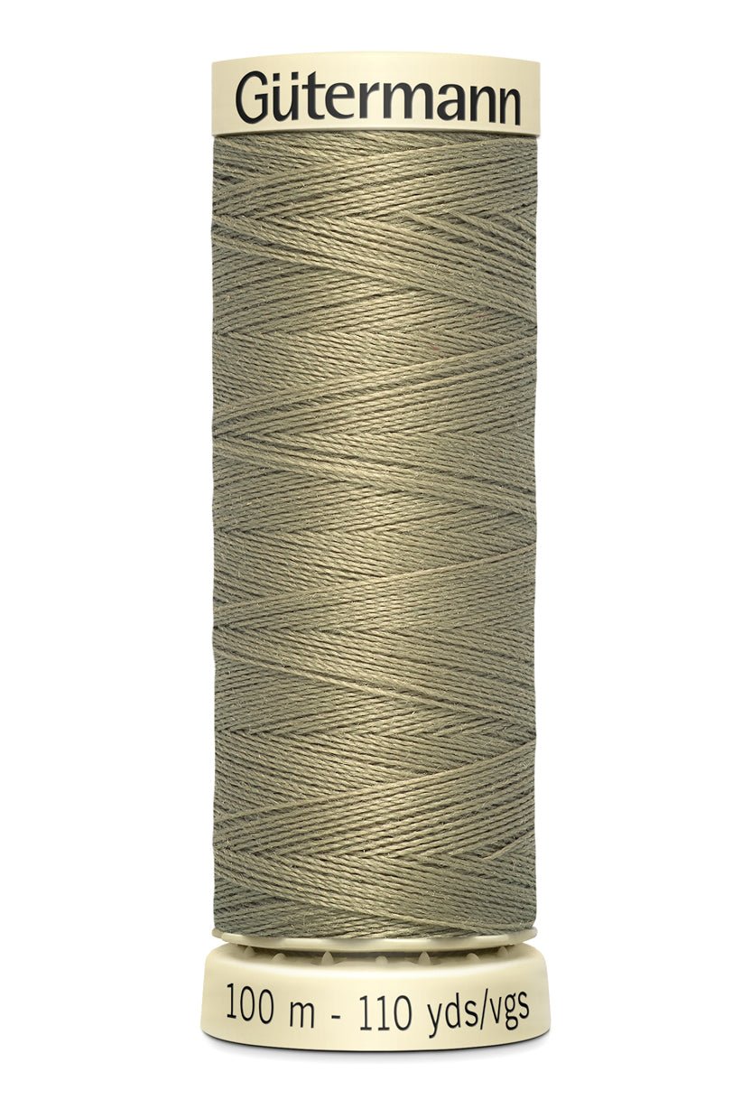 Gutermann Sew-All thread, 100m, light grey polyester sewing thread.