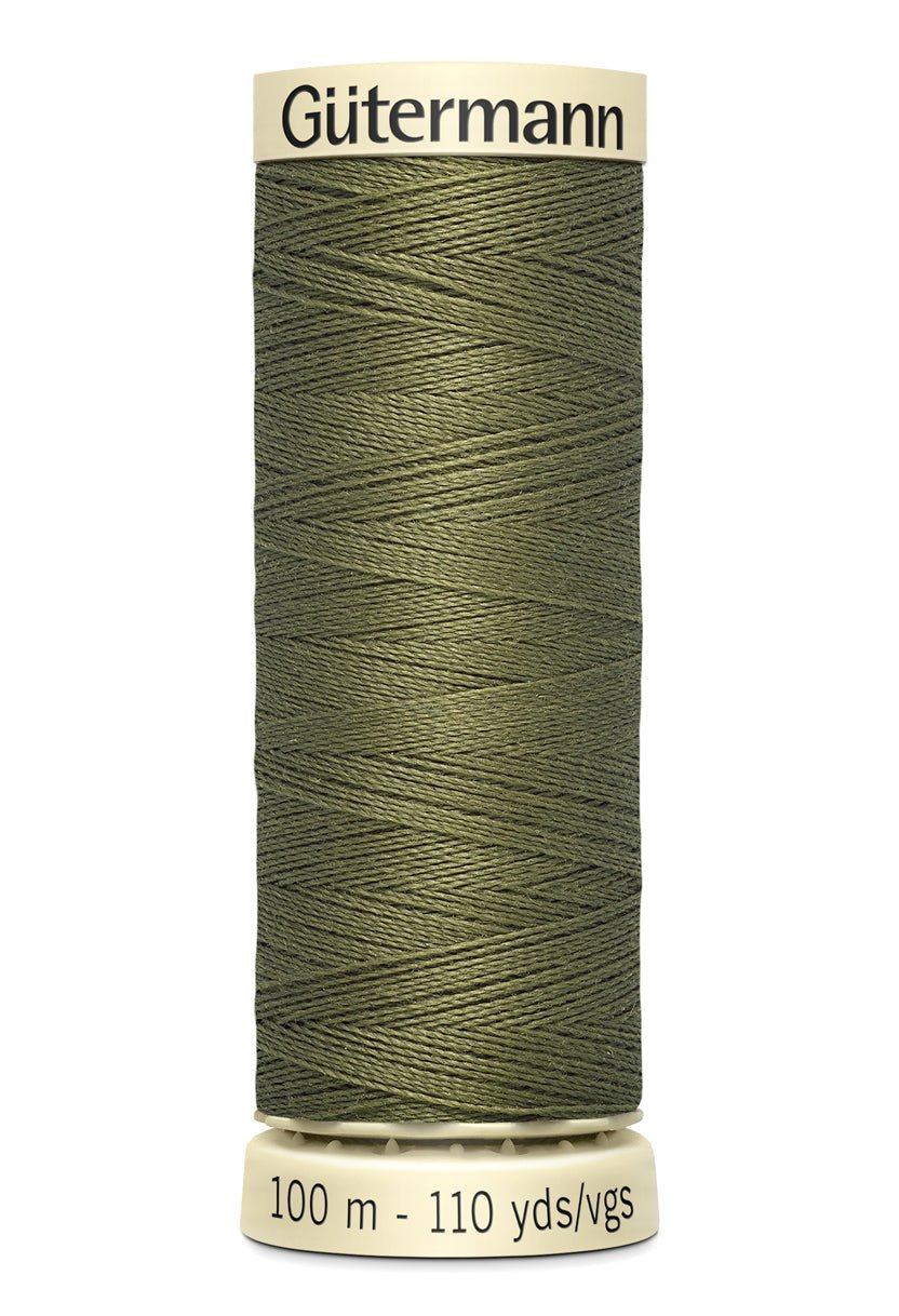 Gutermann Sew-All thread, 100m spool of olive green polyester thread.
