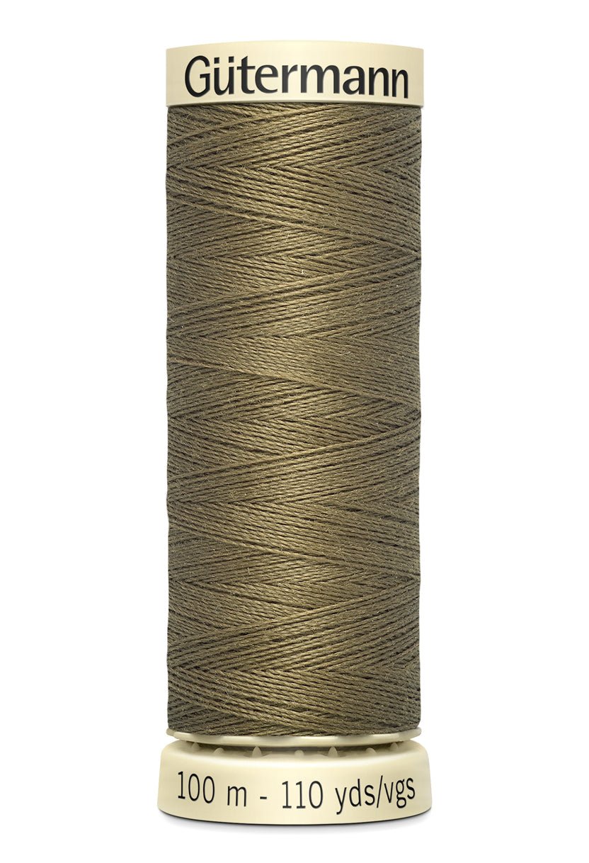 Gutermann Sew-All thread, 100m spool of 100% polyester thread in a muted green color.