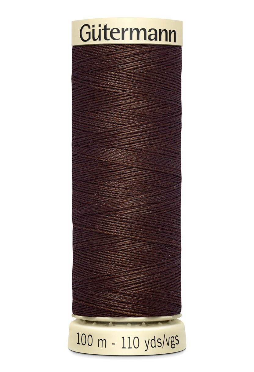 Gütermann Sew-All thread, 100% polyester, 100m spool, dark brown.