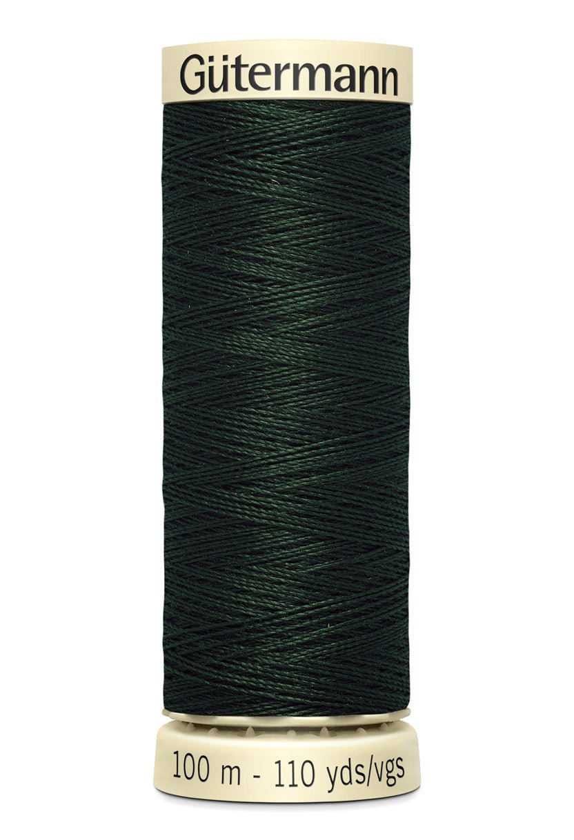 Gutermann Sew-All thread, 100m, dark green polyester sewing thread.