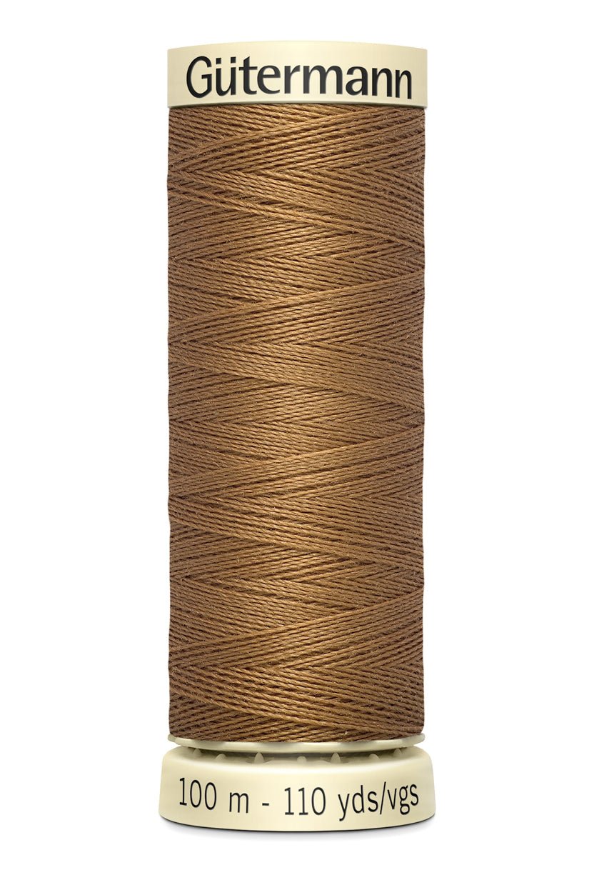 Gutermann Sew-All thread, 100m spool of brown 100% polyester sewing thread.