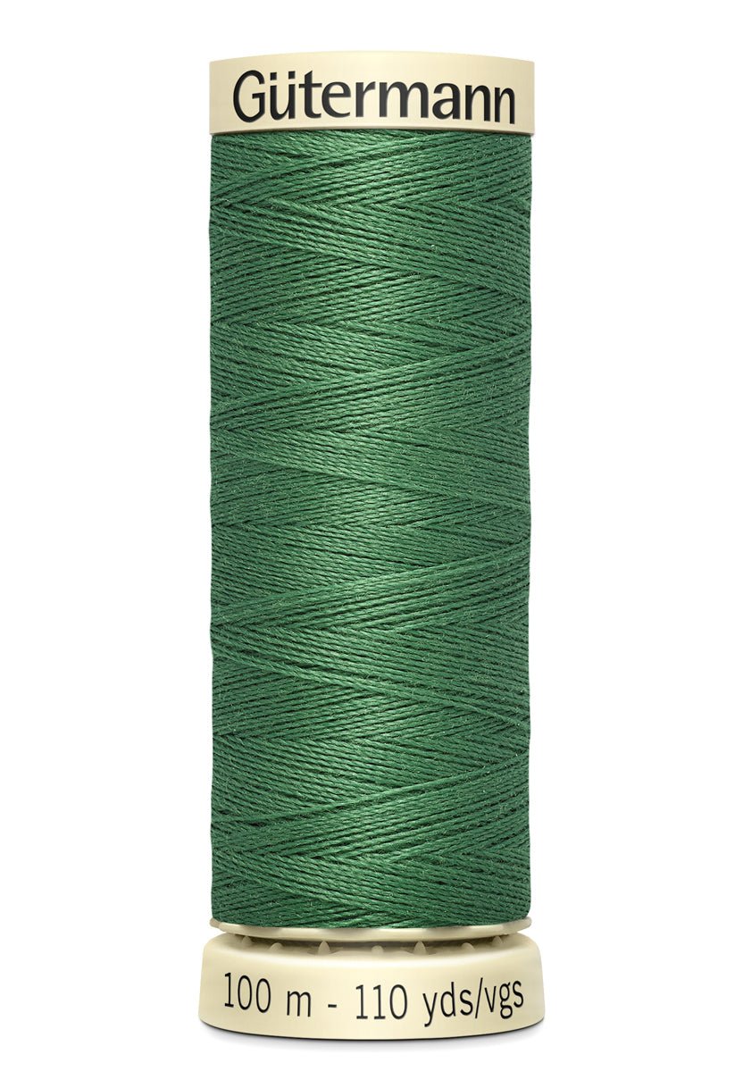 Gutermann green polyester sewing thread on a spool, 100m.