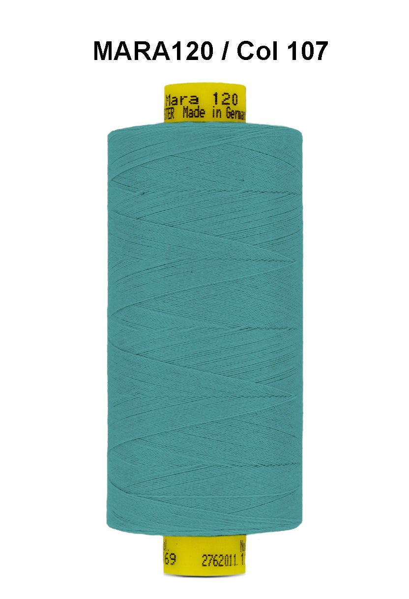 Gutermann Mara 120 thread in teal on a spool.