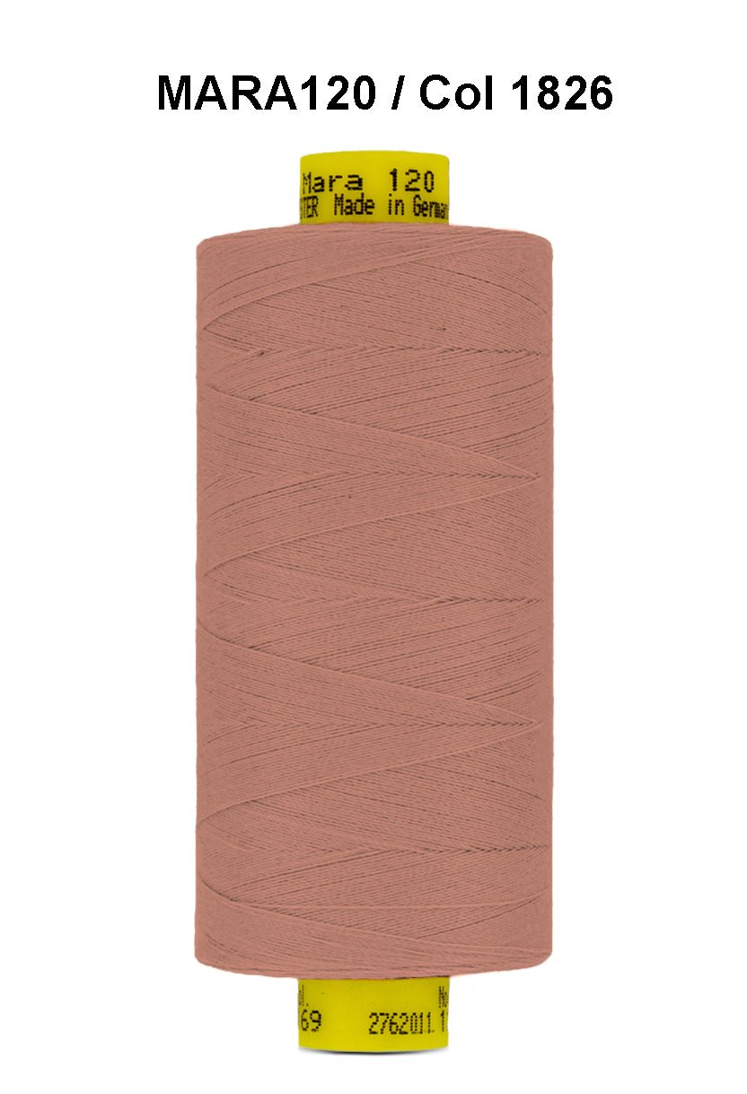 Gutermann Mara 120 thread in a dusty rose color.