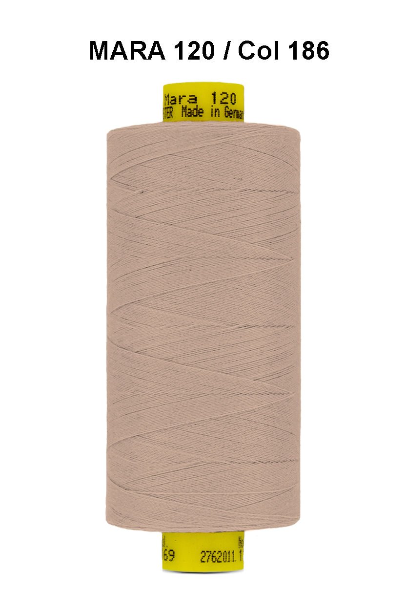 Gutermann Mara 120 thread, color 186, on a spool.