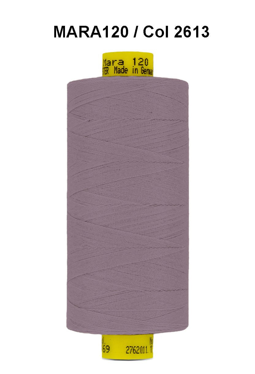A spool of light purple Gutermann Mara 120 thread.