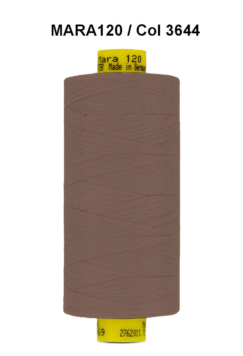 A spool of brown Gutermann Mara 120 thread.
