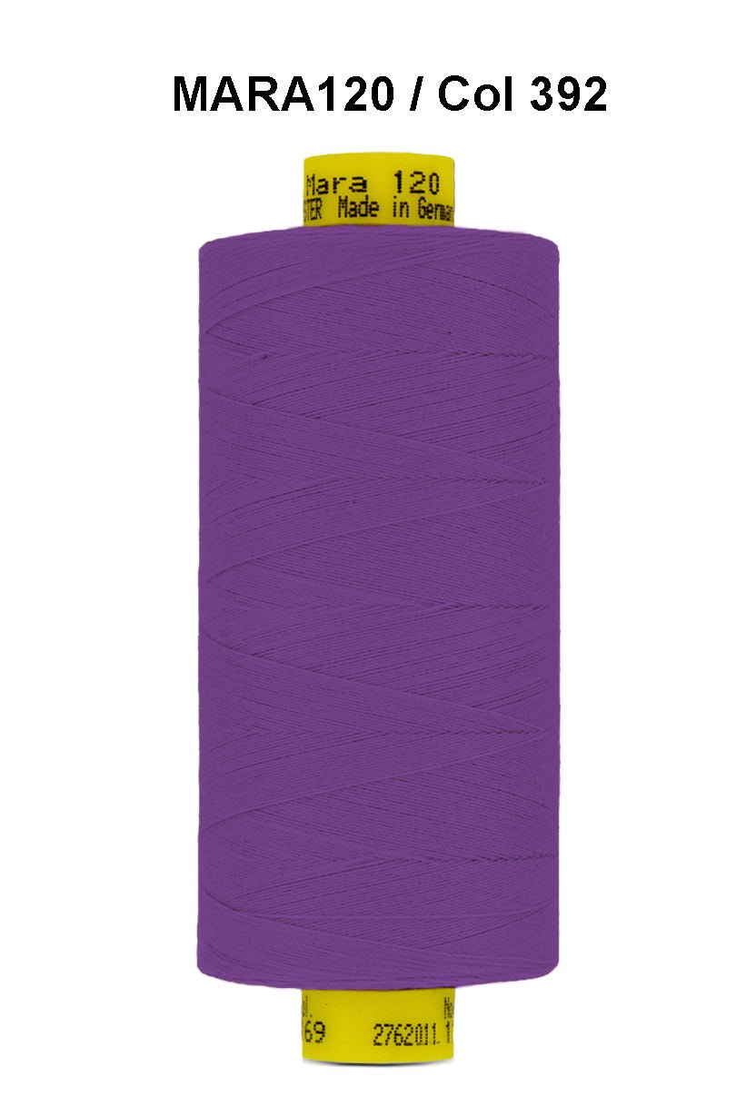 A spool of purple Gutermann Mara 120 thread.