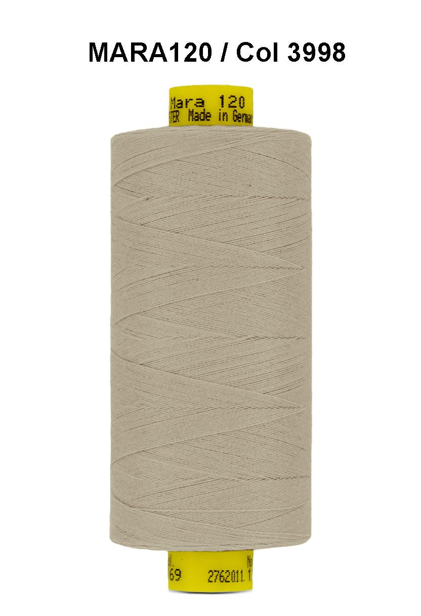 Gutermann Mara 120 thread, color 3998, on a spool.