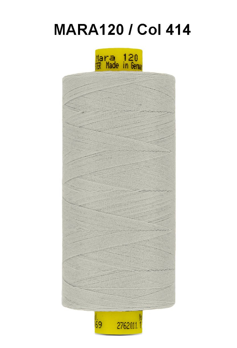 Gutermann Mara 120 thread in light grey on a 1000m spool.