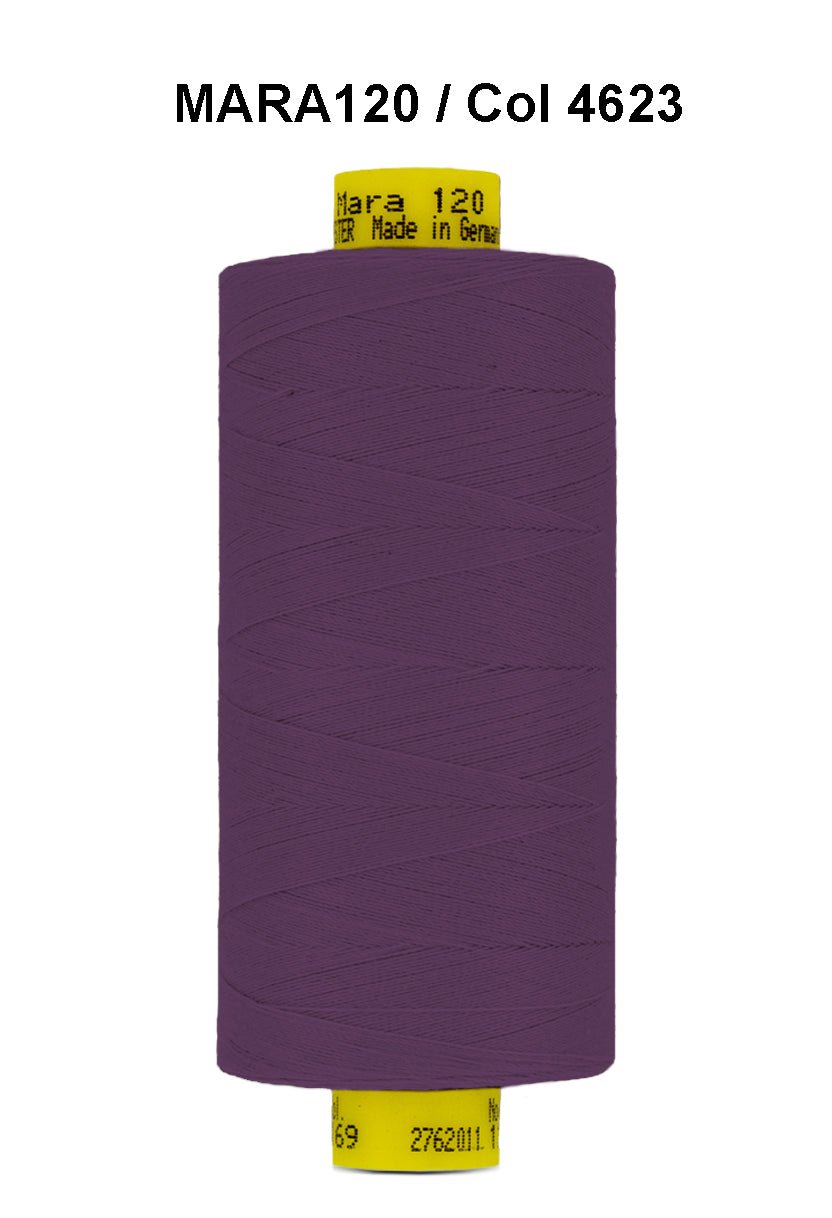 A spool of purple Gutermann Mara 120 thread.