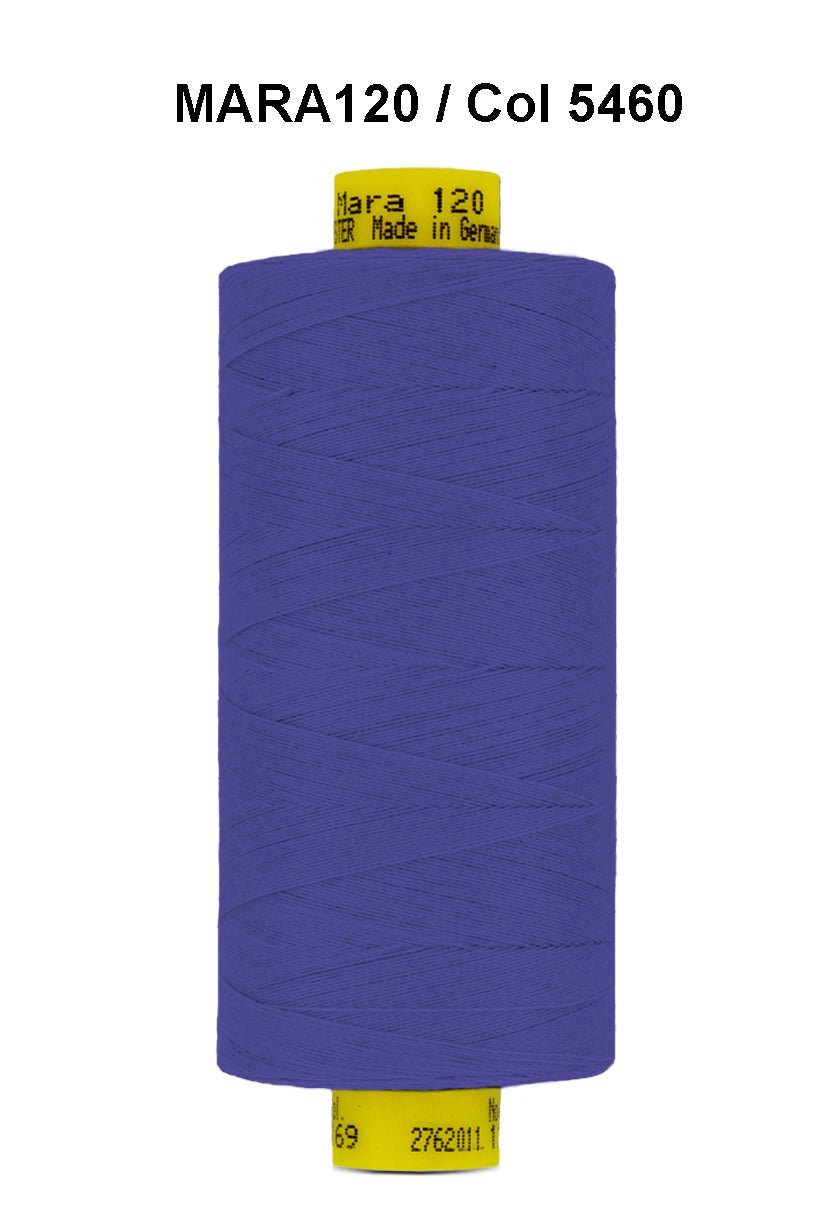A spool of purple Gutermann Industrial Mara 120 thread.