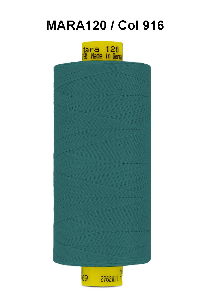 Gutermann Mara 120 thread in teal on a spool.