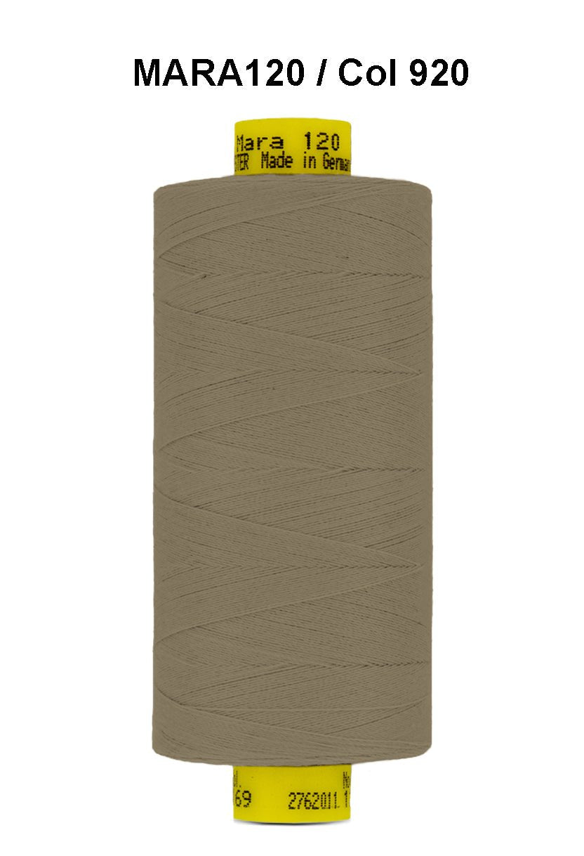 Gutermann Mara 120 thread, color 920, on a spool.