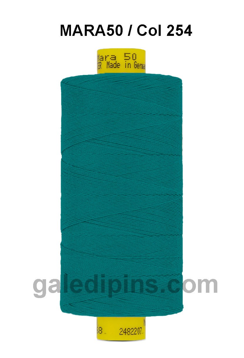 Gutermann Mara 50 thread in teal on a spool.
