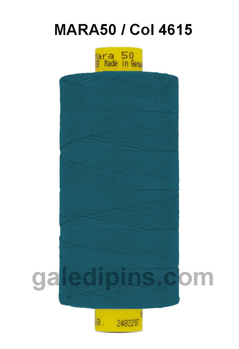 Gutermann Mara 50 thread in teal on a spool.