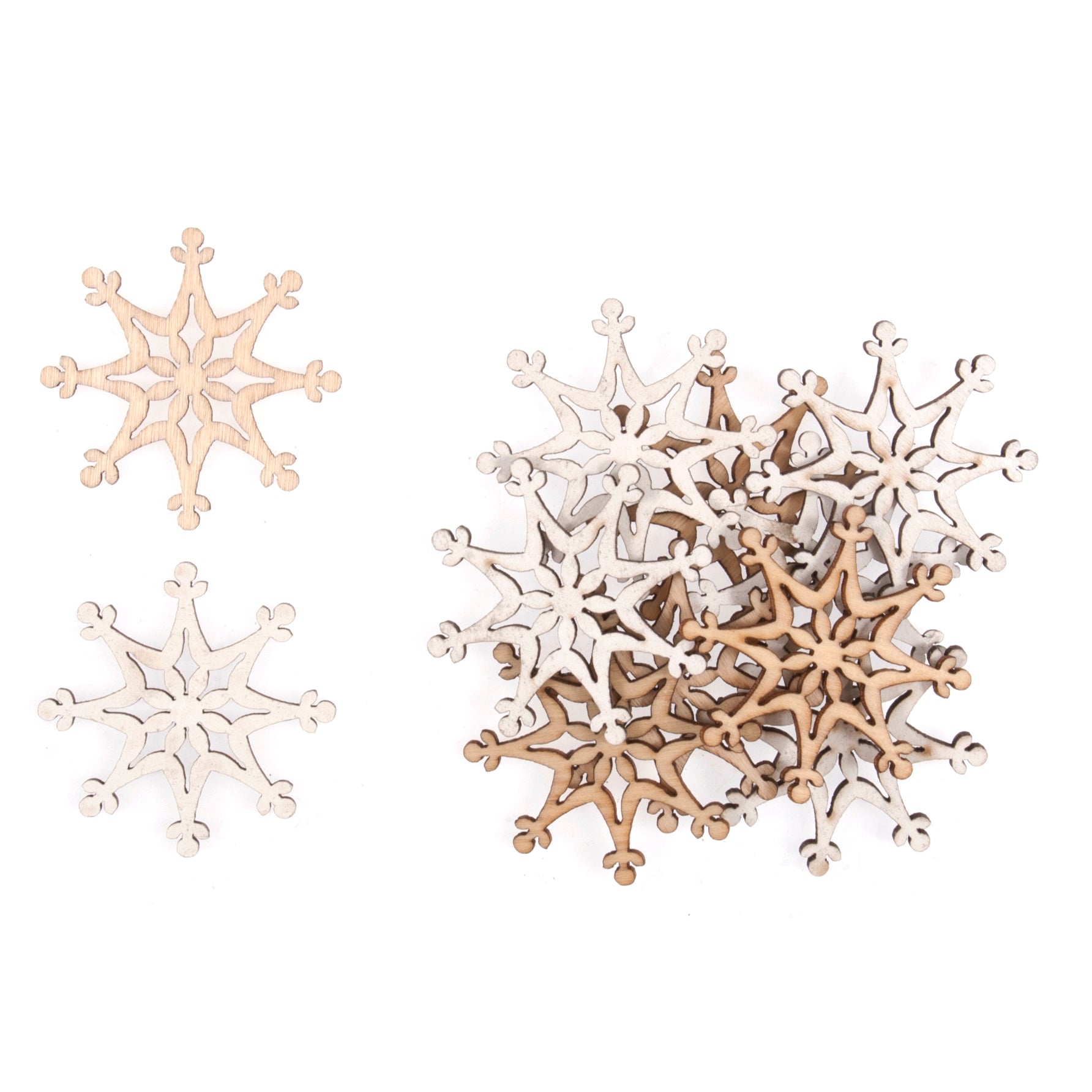Trimits Natural Wood Snowflake Embellishments – Pack of 12